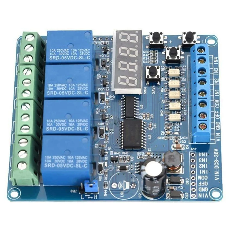 

8-36V 4-Channel Relay Module Is Suitable for Circuit Delay/Self-Locking/Cycle/Timing/Linkage/Control Module PLC