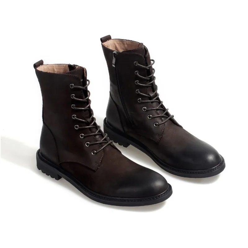 Мужская обувь в британском стиле винтажные натуральные кожаные военные