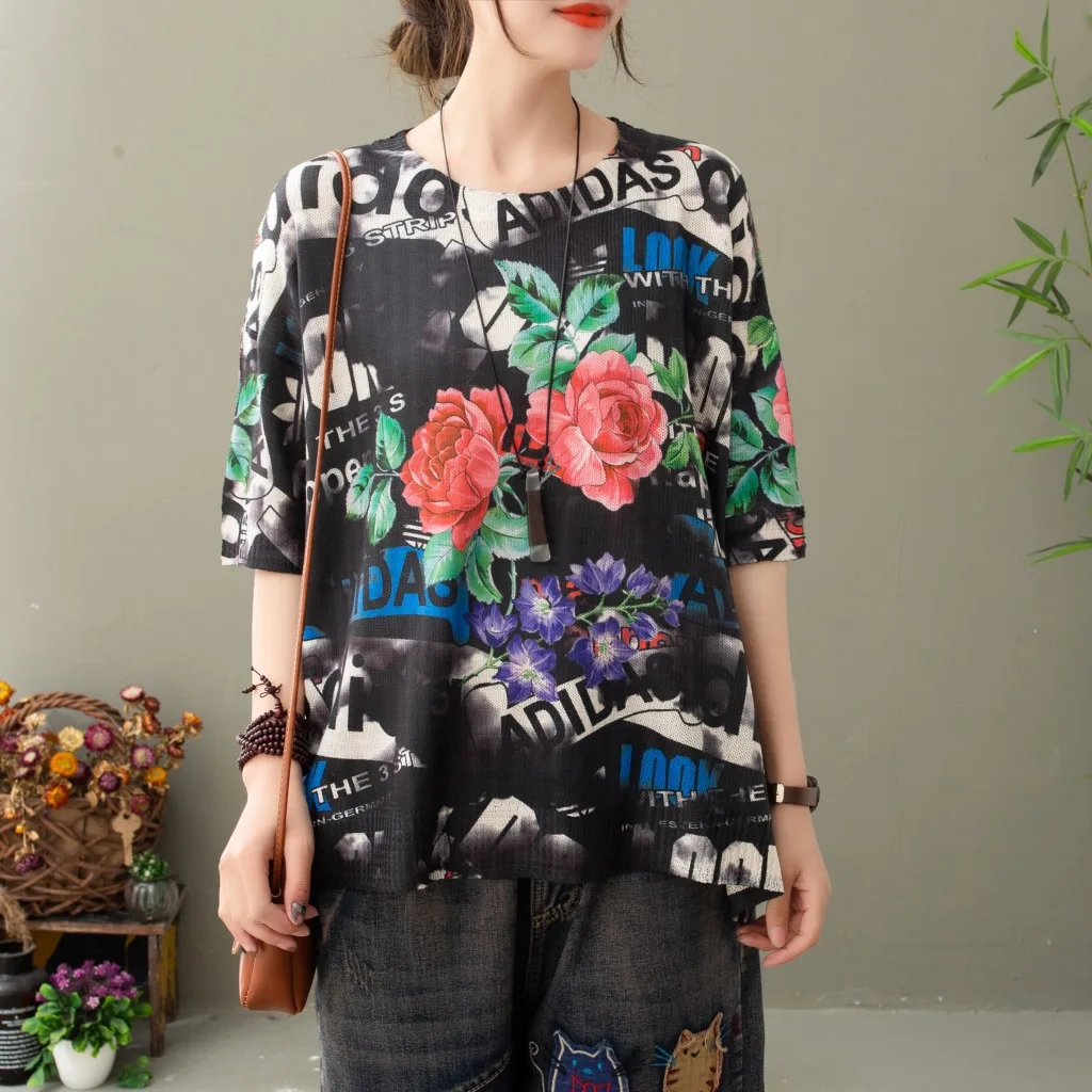 Женская футболка с круглым вырезом и коротким рукавом свободная универсальная