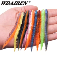 10pcs double colors silicone worm soft bait 8cm 2 3g jig wobblers fishing lure rockfish for bass fishy smell plastic swimbaits