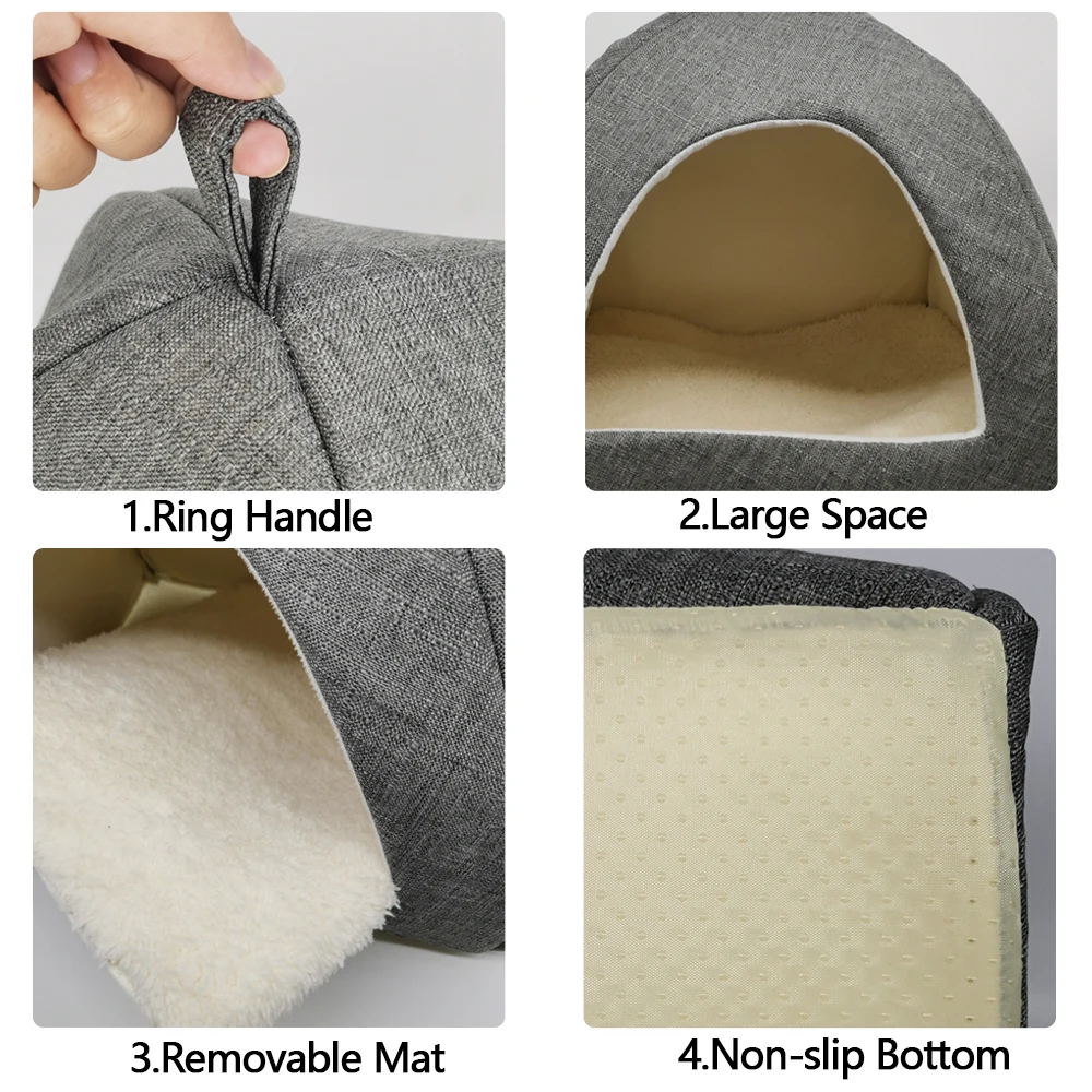 

Cat Indoor House Warm Kennel Pet Cat Cave Nest Rabbit Nest Removable Mat Cozy Sleeping Bed Kitty Tent