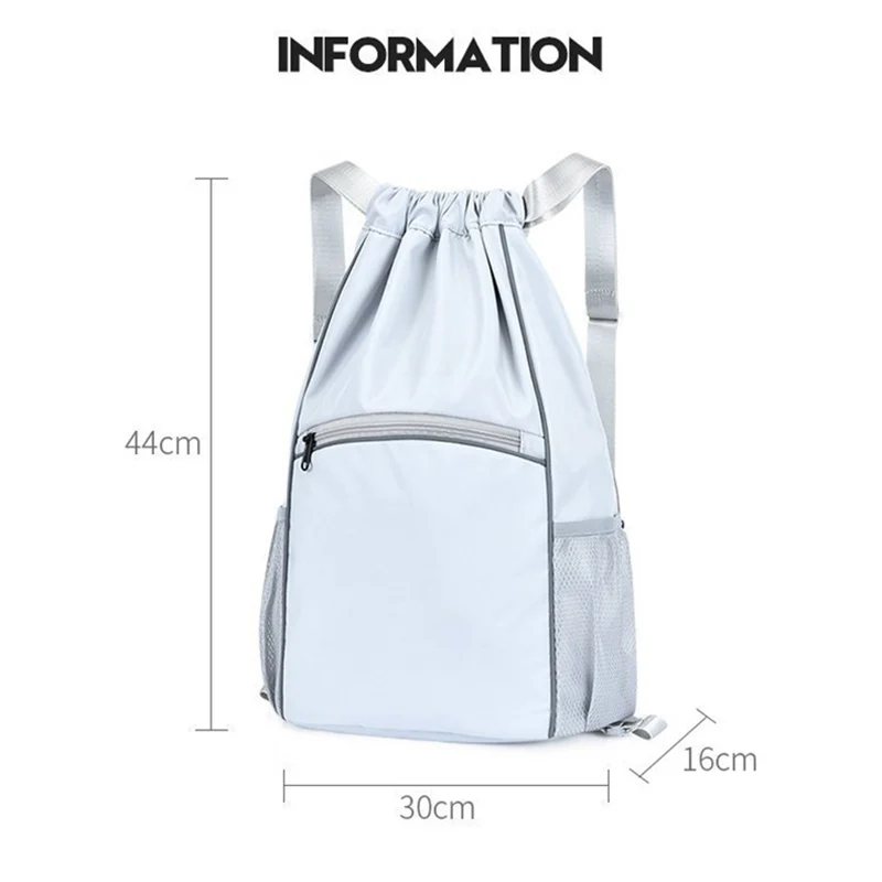 

Reflective Gym Backpack Women Men Fitness Bag Drowstring Boys Girls School Daily Backpacks Training Outdoor Sports Bags XA283A