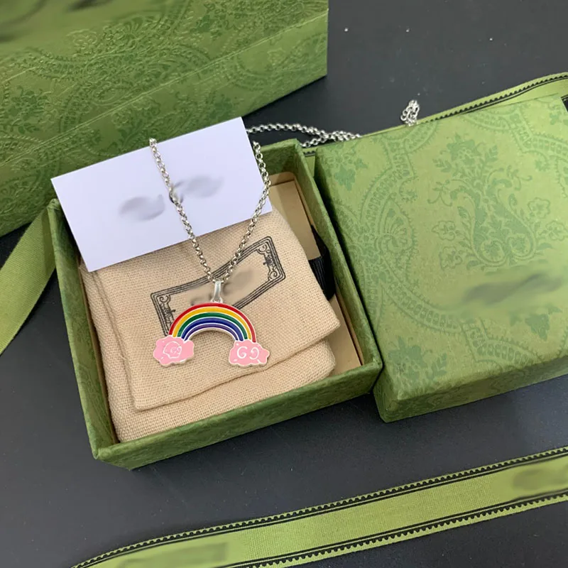 

Ag925 Sterling Silver rainbow G Necklace Luxury Men And Women Couple Hip Hop Retro Pendant Trend Of The Party Jewelry Gift