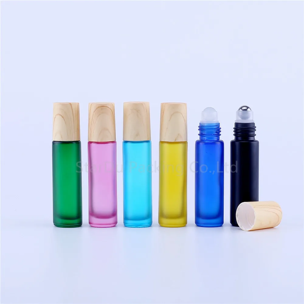 

10ml Matt Black Roll On Perfume bottle, 10cc Blue Frosted Essential Oil Rollon bottle, Small Glass Roller Container 120pcs/lot