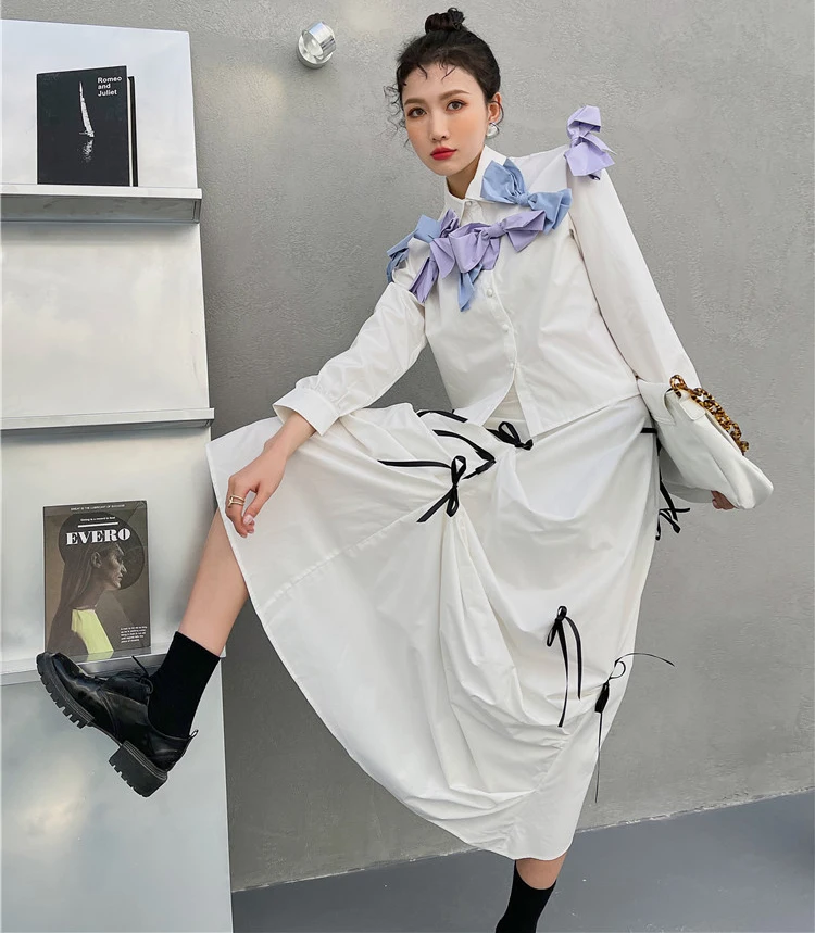 

Korea Fashion Chic Lace Up Bows Irregular Skirt Women Gothic Clothes Spring Summer Harajuku Kawaii Women Skirts Clothing SL402