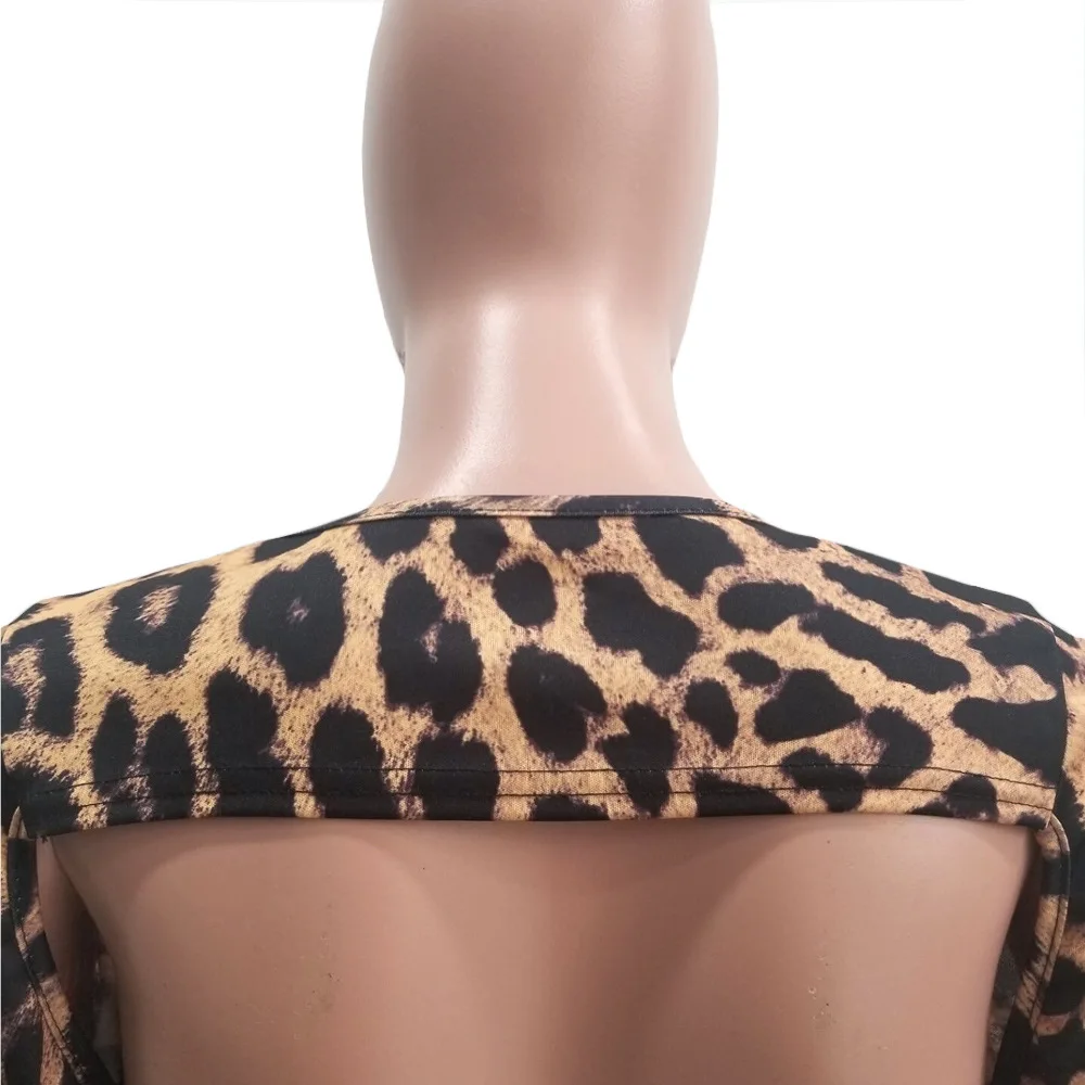 

Leopard Print Sexy Backless Skinny Long Sleeve Round Neck Women Dress 2020 Autumn Hot Selling Street Style Clothes