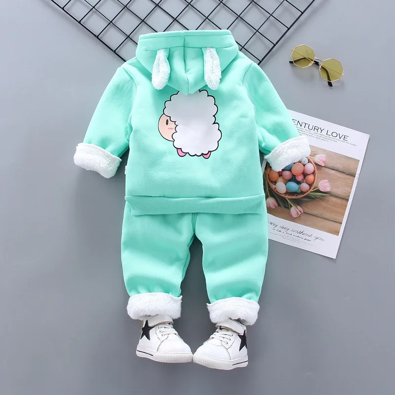 Осенне-зимний костюм для малышей теплый вельветовый комплект из 2 предметов