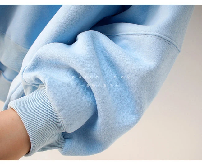 

2020 Autumn Winter New Short Tops Women's Loose Plush Sweatshirt Long Sleeve Students Cropped Hoodie Fleece Letter Pullover