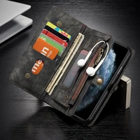 caseme retro magnetic function leather wallet case for iphone13 12 11pro x xr max 6 7 8 plus with plug in card cash zipper bag