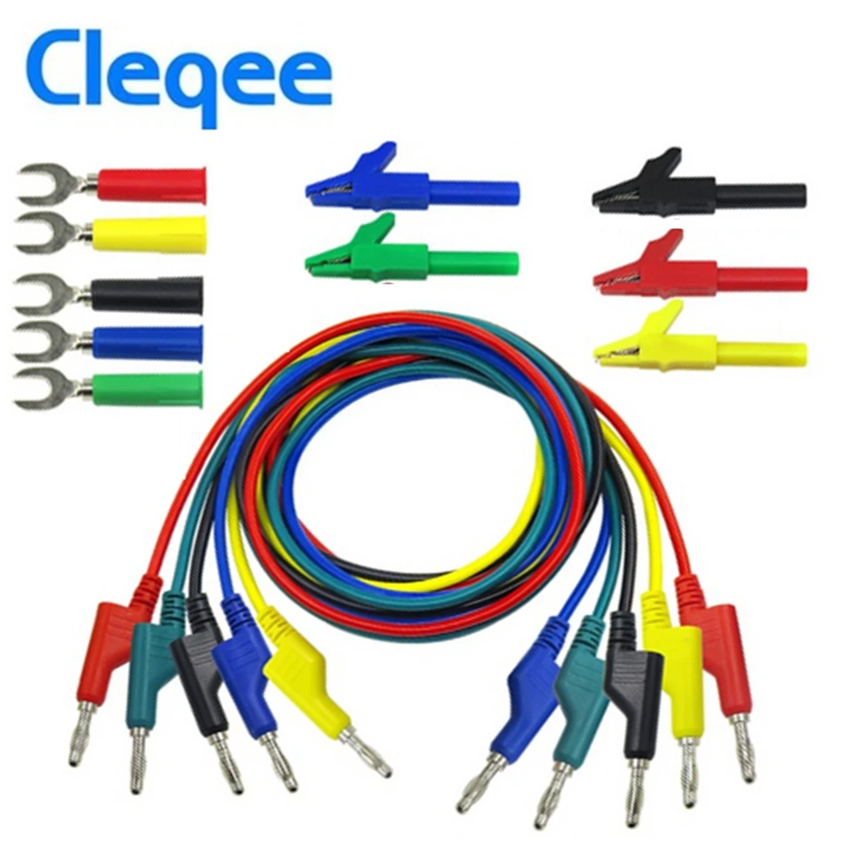 

Cleqee P1036A 4 мм вилка банан-банан комплект испытательных проводов для мультиметра кабель подходит к зажиму крокодила и тестовому зонду U-типа
