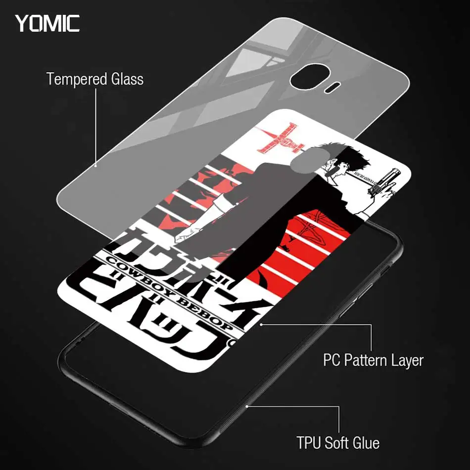 

Space Cowboy Bebop Tempered Glass Case for Samsung Galaxy A51 A50 A71 5G A70 A31 A10 A21s A91 A40 M31 A30 A41 M51 M30s Cover