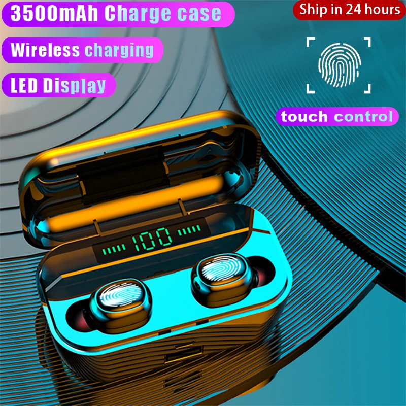 

3500mAh Earphones Headphones Touch Control LED Display Wireless Bluetooth-compatible Charging Sport Waterproof Headset Earbuds