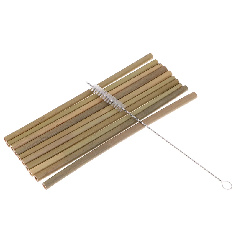 

NEW 10pcs/set Eco Friendly Useful Bamboo Drinking Straws Reusable Eco-Friendly Party Kitchen + Clean Brush For Drop Shipping