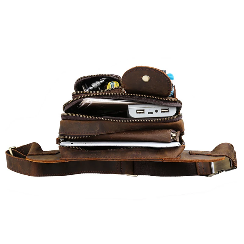 MAHEU уникальный дизайн винтажная Мужская поясная сумка Кожаная большая емкость