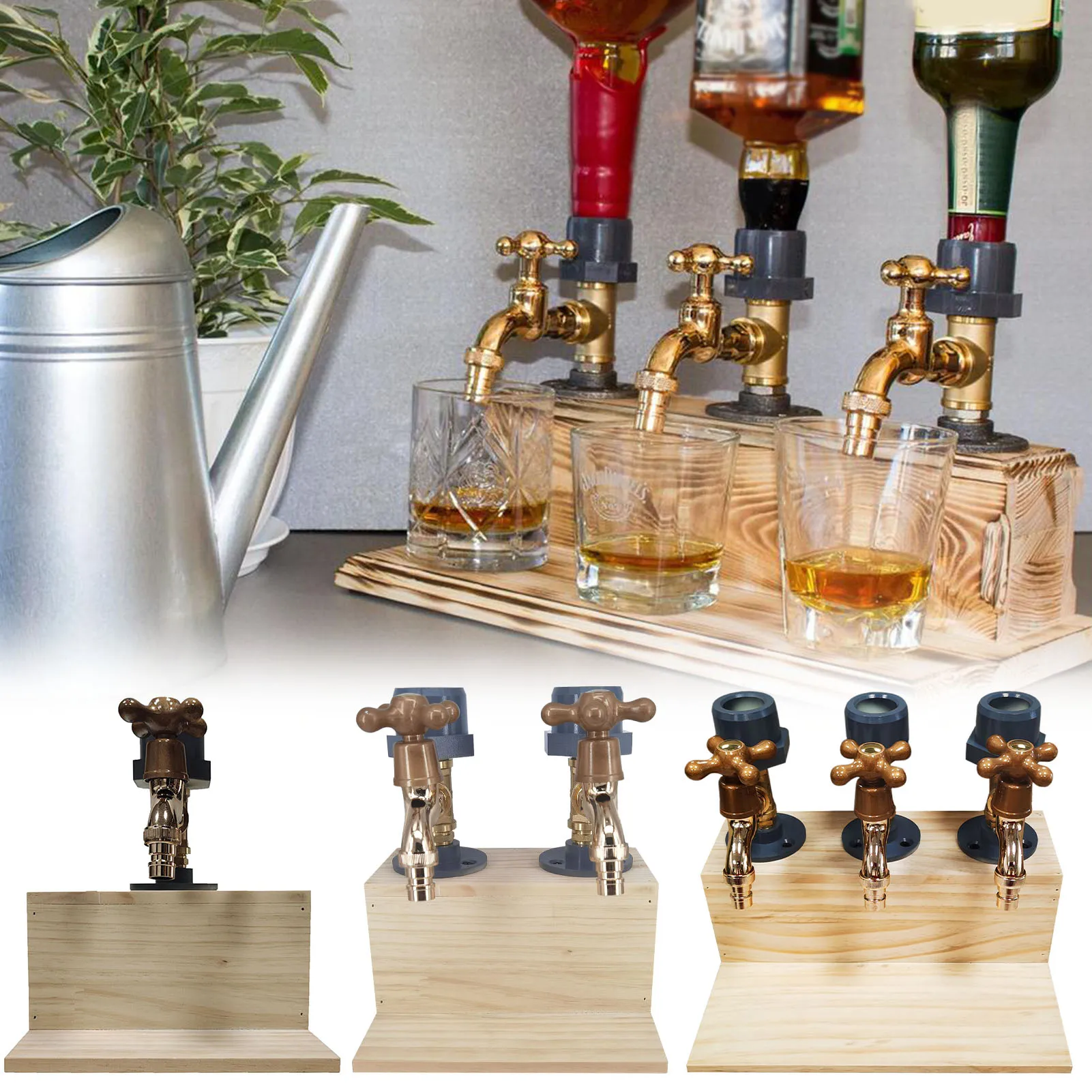 

Whiskey Wood Dispenser Faucet Shape Exquisite Whiskey Dispenser