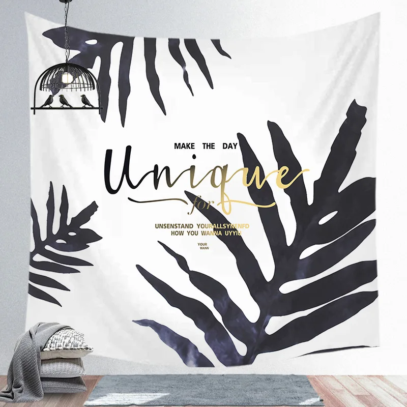 Скандинавский гобелен настенная ткань с зелеными листьями подвесной рисунок