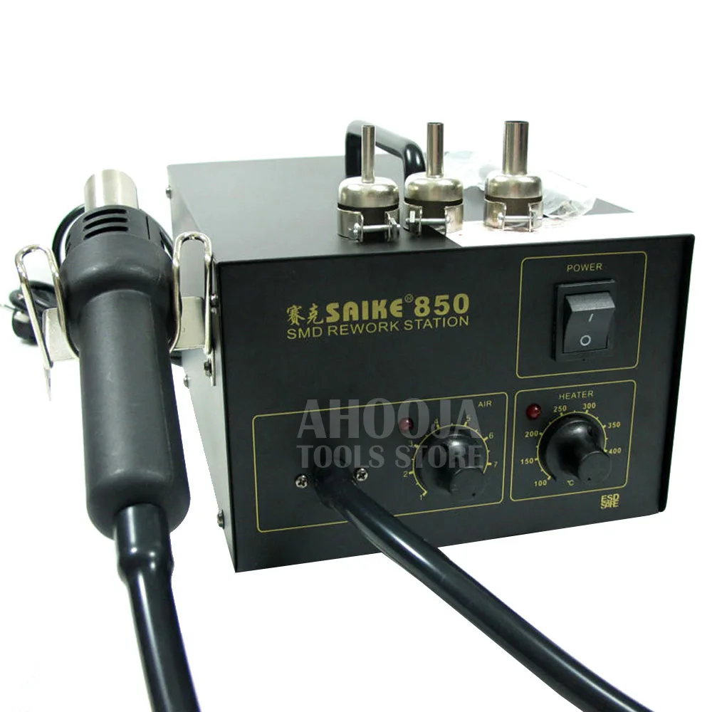 Package 2 SAIKE 850, цифровой дисплей, постоянная температура, фена, паяльная станция, регулируемая, Антистатическая, для обслуживания, тепловая пушка - Color: Package 2