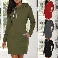 2021 new autumnwinter womens hooded dress long sleeve american vintage style hoodie plus size streeted pullovers with pocket