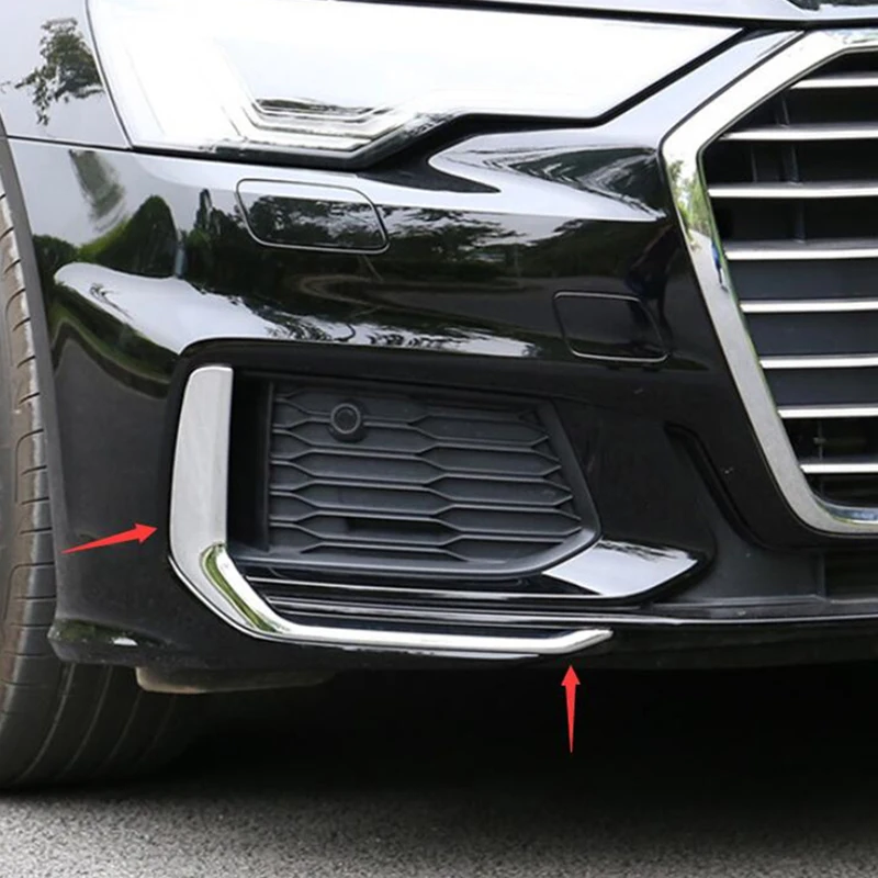 

Car Chrome Front Fog Lamp Eyebrow Trim Strip for A6 C8 2019 2020 2021