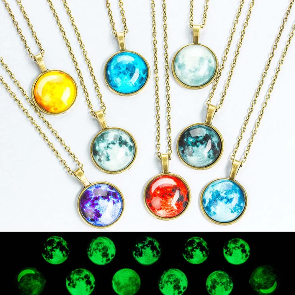 8 видов стилей кулон ожерелье Мода Вселенная галактики Звездное время светящийся