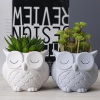 owl succulent planter pot with drainage tray ceramic cactus flower container animal bonsai holder for indoor plants office decor