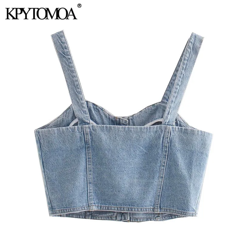 Женская Джинсовая блузка KPYTOMOA винтажная на пуговицах с открытой спиной шикарные