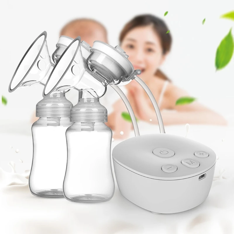 Электрический двойной молокоотсос с 2 бутылками для молока USB-массажер детский