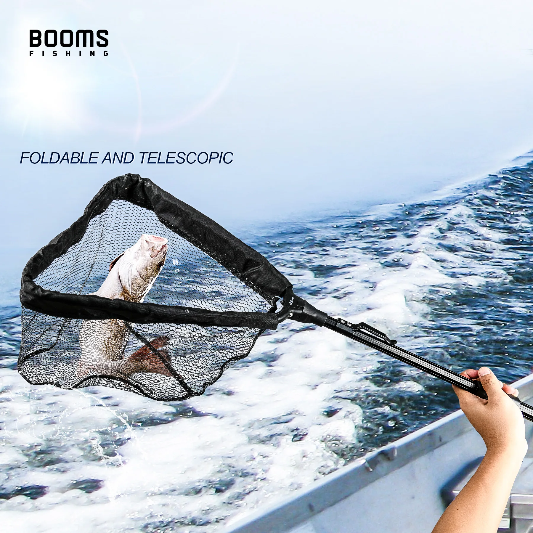 Boms Fishing N04 рыболовная посадочная сеть с телескопической ручкой компактная