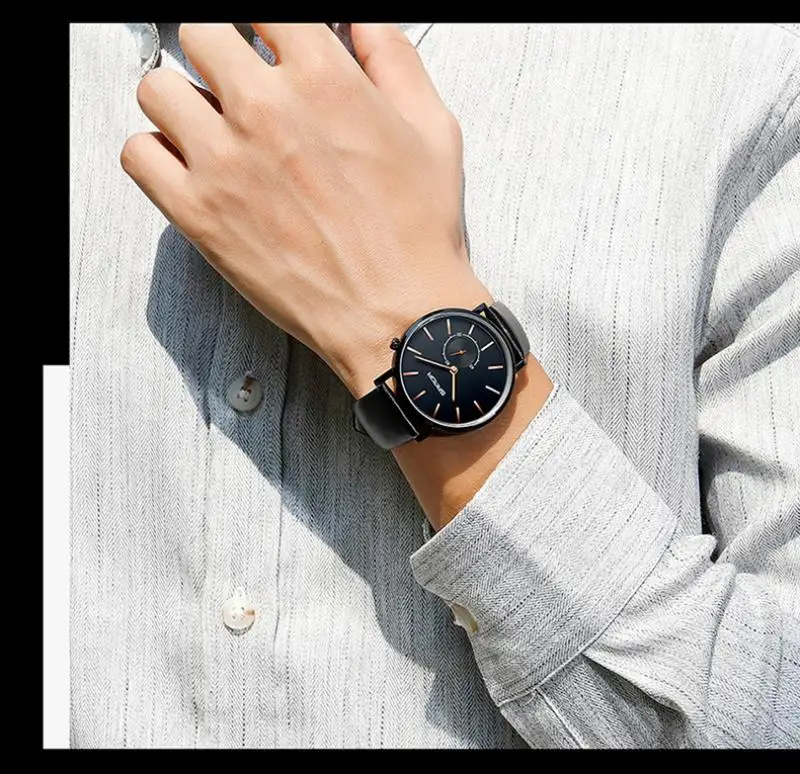 Часы мужские спортивные деловые с кожаным ремешком кварцевые 2019|Кварцевые часы| |