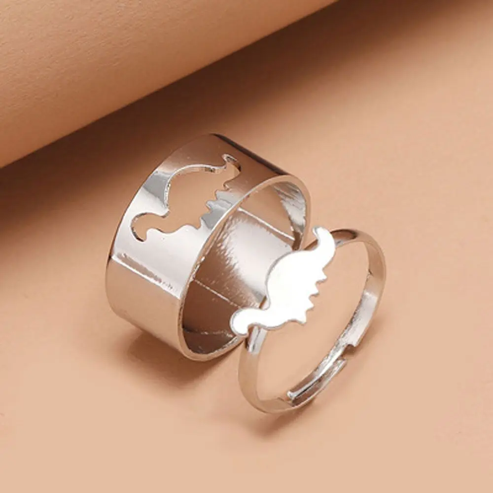 

2Pcs/Set Creative Design Simplicity Women Jewelry Dinosaur Shape Stainless Steel Ring Gold And Silver
