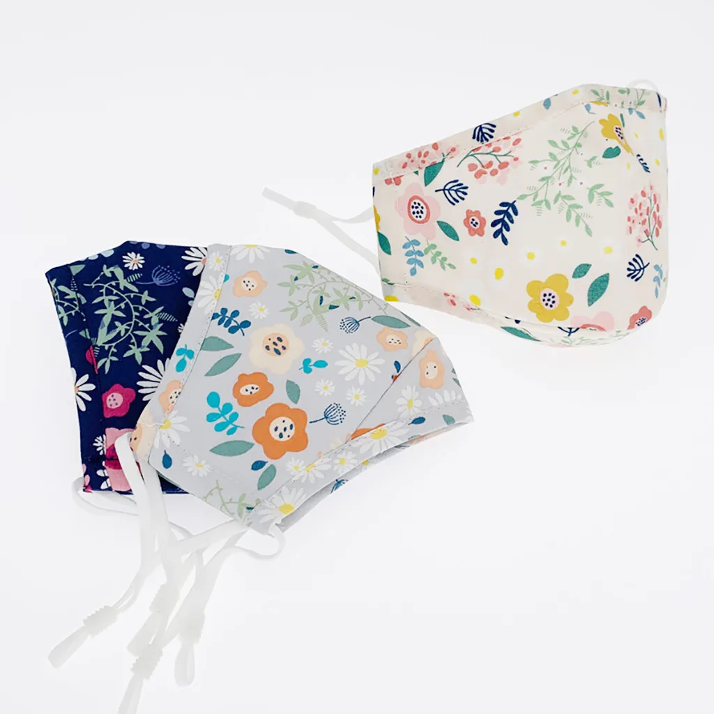 

Adult Unisex Flower Pattern Washable And Reusable Cotton Face Mask Warm Windproof Dustproof Face Mask mascarilla reutilizable/30