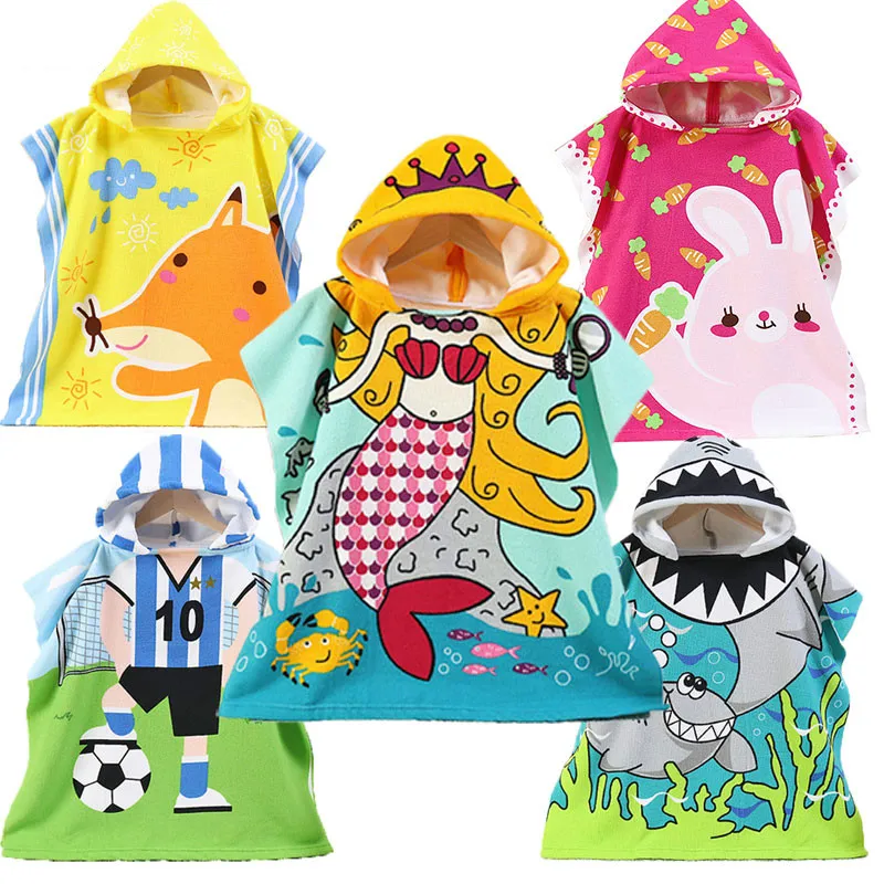 Детское пляжное полотенце с капюшоном из микрофибры 120x60 см|Полотенца капюшоном| |