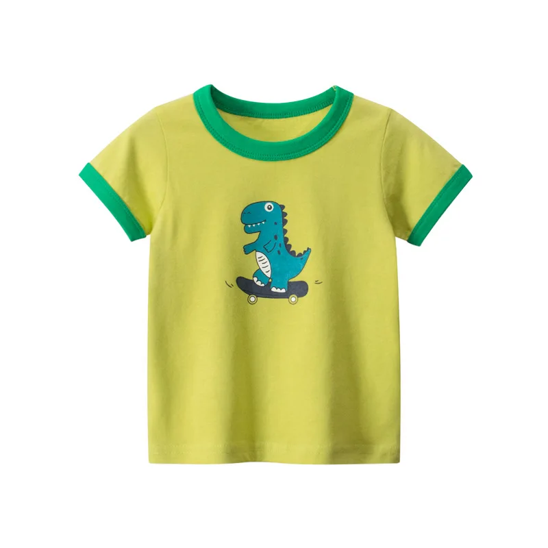 

2021 Summer Cartoon Dinosaur Boys Girls T-shirts Short Sleeve Cotton Boys Tops 2-10 Year Kids Boys Shirt Children Clothes