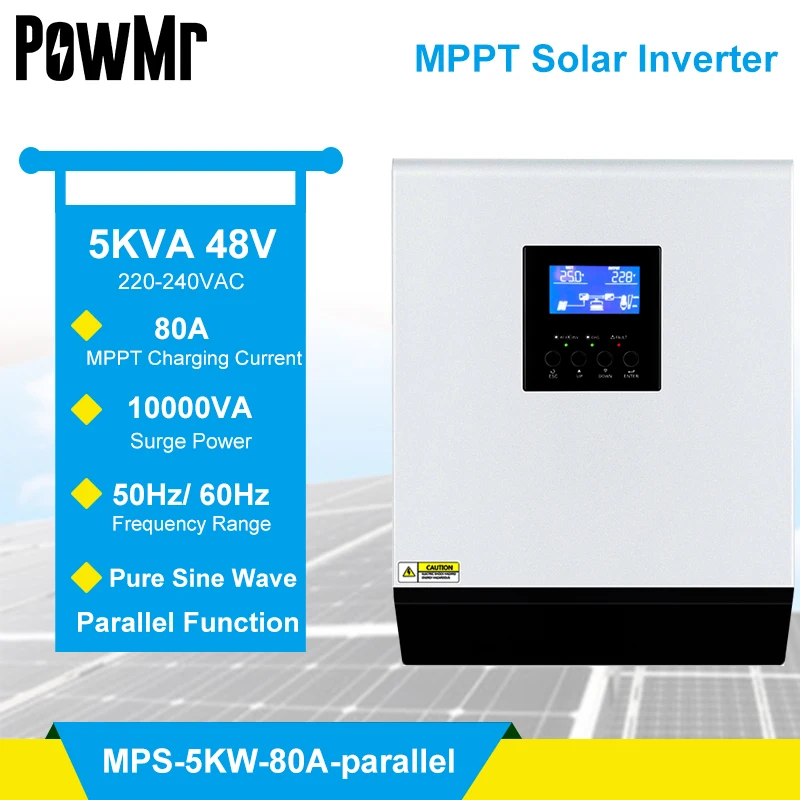 

48В 5ква параллельный солнечный гибридный инвертор 220В Встроенный MPPT 80A Солнечный контроллер и зарядное устройство переменного тока Чистая с...