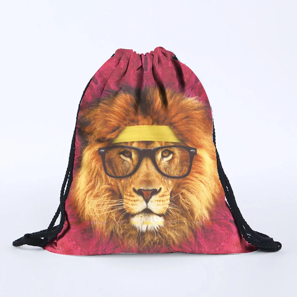 Унисекс Рюкзак с изображением Льва 3d сумка на шнурке рисунком Полиэстер Лев