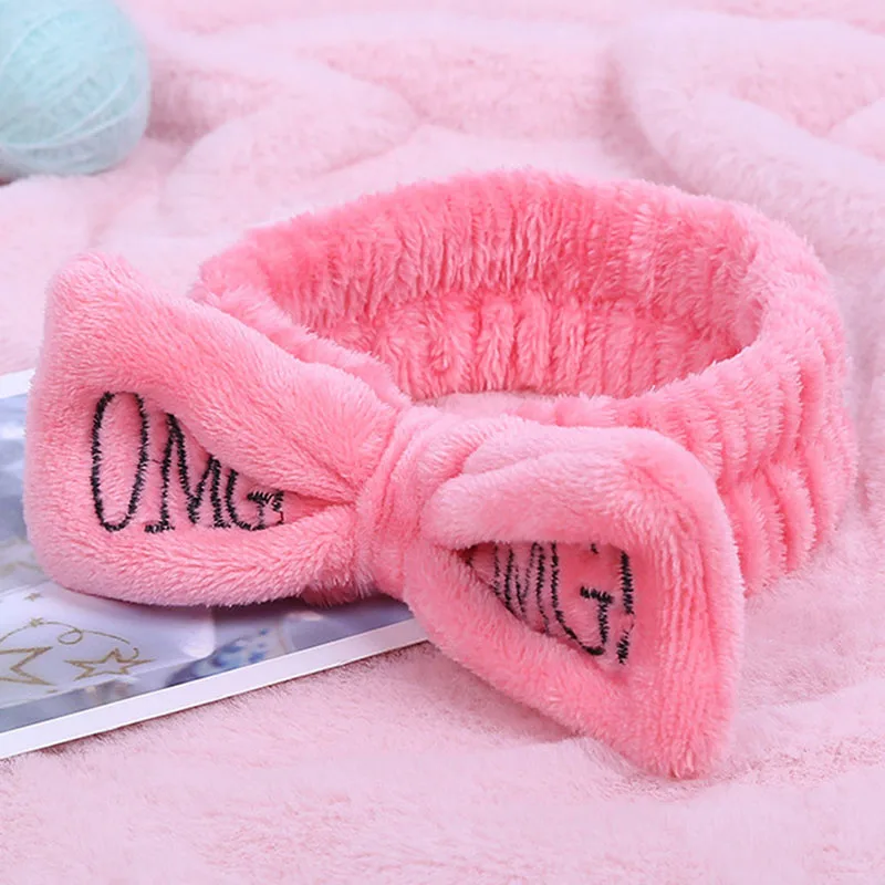 Новая буква "OMG" коралловый флис мягкий бант повязки для женщин девочек милый держатель волос повязки для волос аксессуары для волос