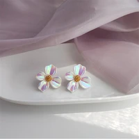 2020 new earrings female tide temperament ultra stereo flower fairy dazzle colour earrings fashion earrings sweet girl