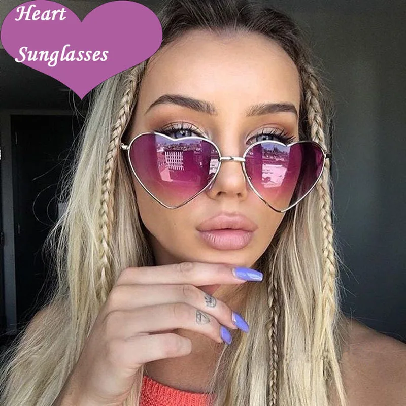Женские металлические солнцезащитные очки в форме сердца брендовые