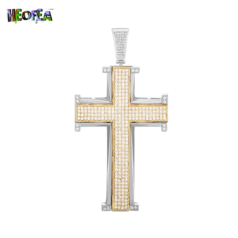 

New Shining Cross Pendant Necklace Iced out Bling Cuban Chain HipHop Silver Color Cool Street Style For Men Women Jewelry