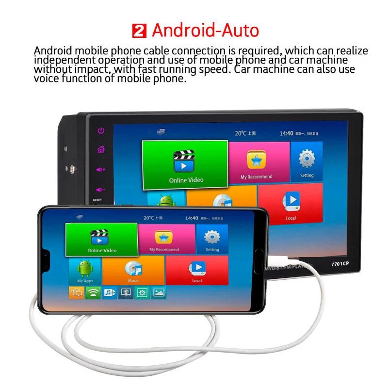 Автомагнитола MP5 с 7-дюймовым HD-экраном камерой заднего вида Bluetooth AUX USB для Android Mirror