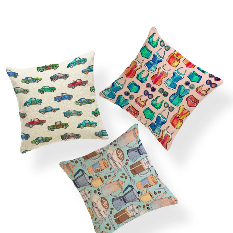 Мультяшная наволочка с геометрическим сердцем чайник для автомобиля гамбургер