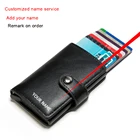 Индивидуальный держатель для карт с именем и RFID-блокировкой, мужской и женский кожаный кошелек с алюминиевым чехлом