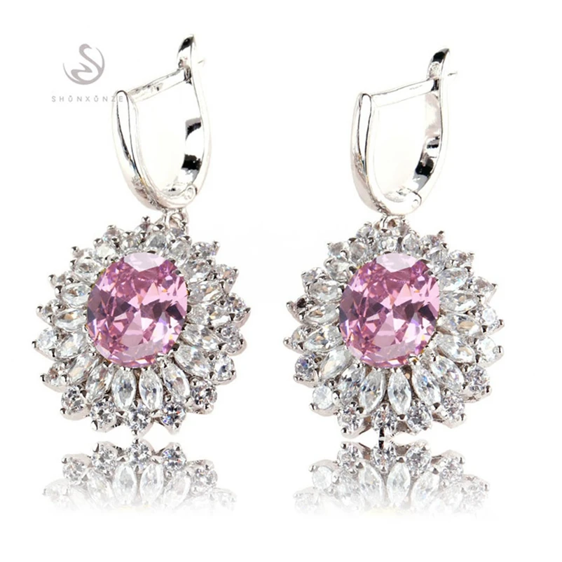 Ювелирные наборы SHUNXUNZE для женщин свадьбы (кольцо/серьги/кулон) желтые розовые с