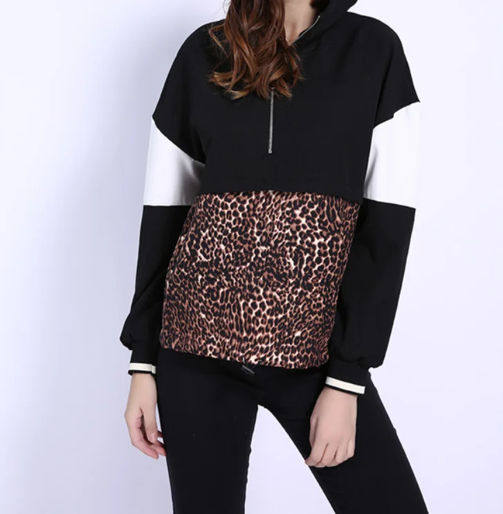 Женские комплекты из 2 предметов леопардовая сплайсированная толстовка длина по