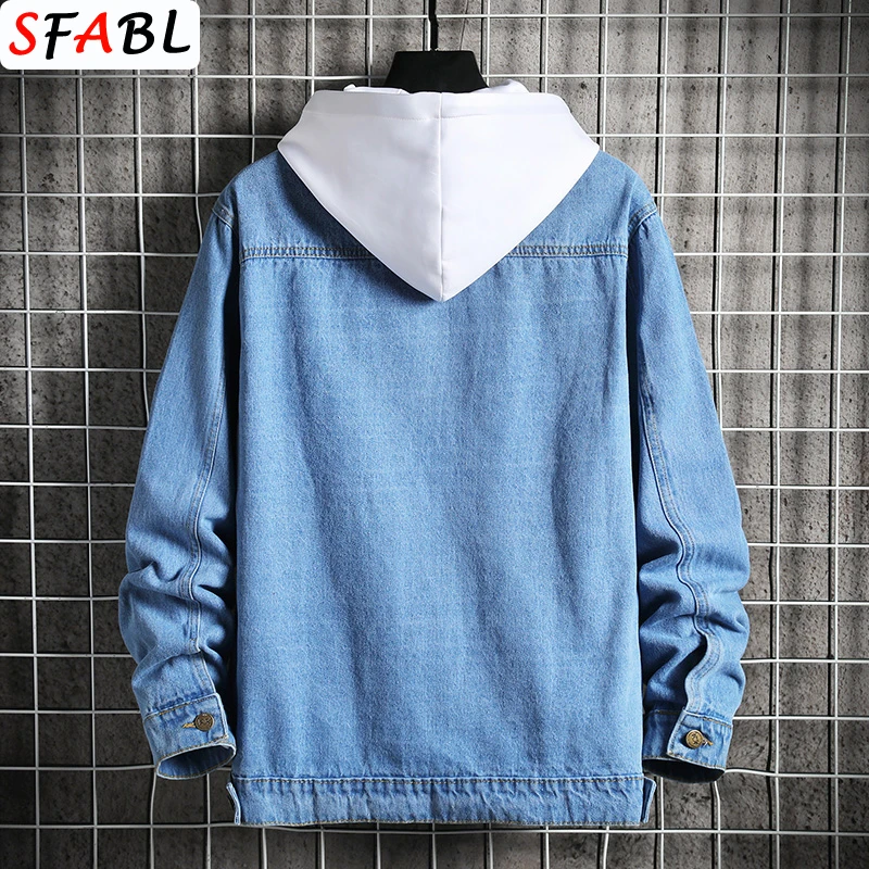 

SFABL Young Trend Denim Jacket Men Casual Solid Color Good Quality Jeans Jacket for Men Autumn Slim Fit Men's Jackets Retro Blue