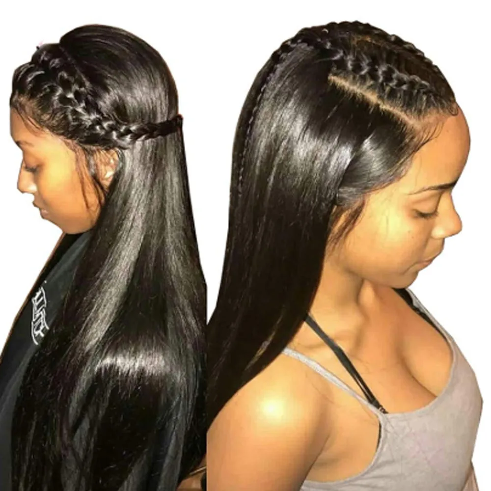 Шелковистые прямые человеческие волосы на полной сетке искусственные 180%