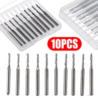 10pcs 3 175mm single flutes carbide end mills cnc router bit spiral woodworking milling cutter 18 shank for wood cutting