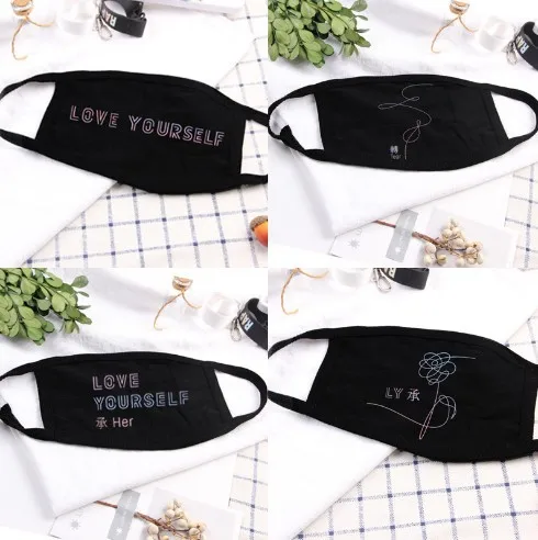 

Kpop Bangtan Boys Album Mouth Face Mask Dustproof mask for Women Men Unisex Black Cotton Masks Love Yourself