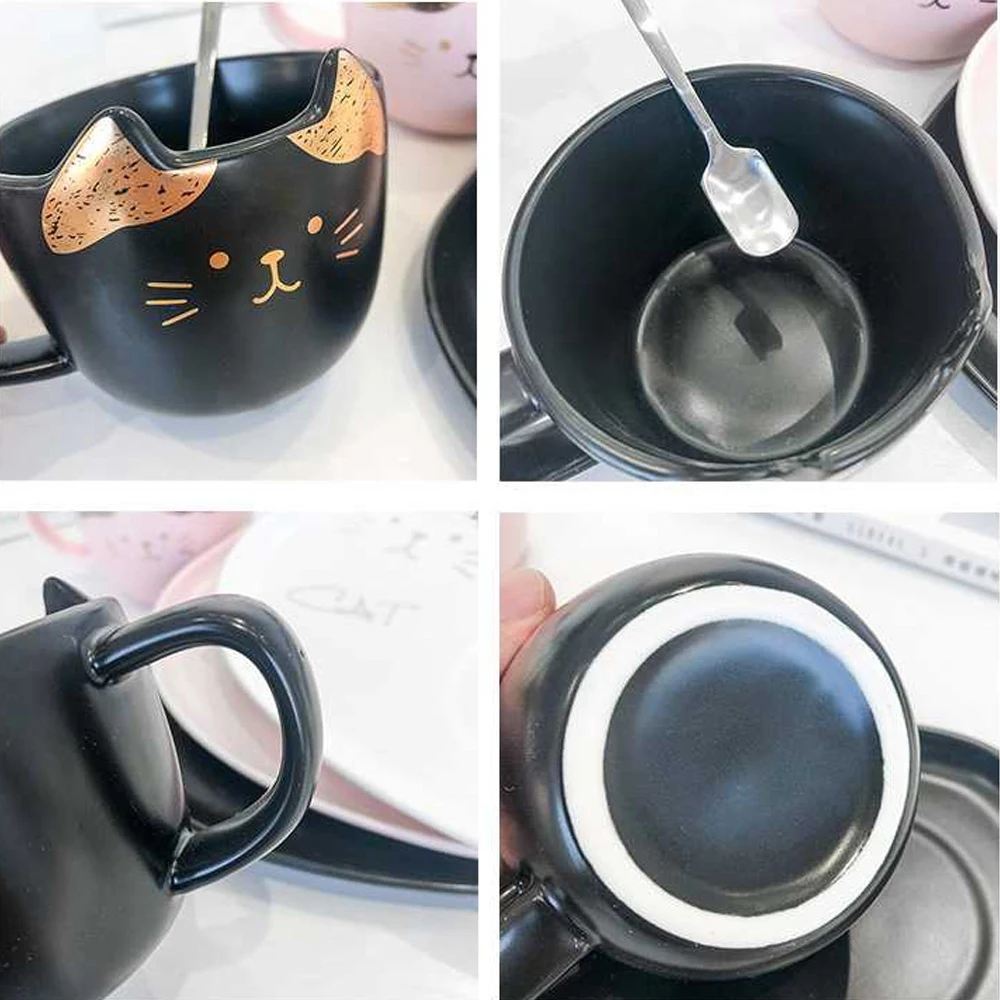 Креативная кошачья керамическая кофейная кружка набор с ручками кружки в виде