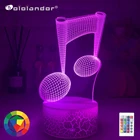 Акриловый ночник с 3d-иллюзией, детский ночник с голограммой в виде музыкальных нот, светодиодный сенсорный датчик, цветной Usb-светильник с питанием от батареи